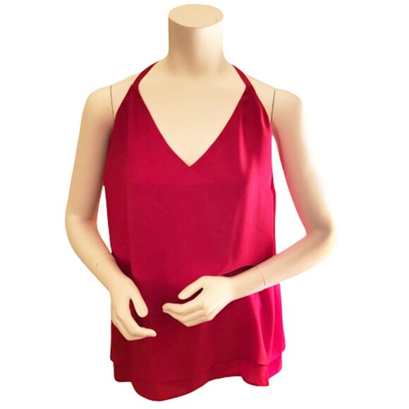 Red Flowy Double-Layer Camisole NWT Plus Size 16 Adjustable V-Neck Tank Chili - Picture 3 of 6